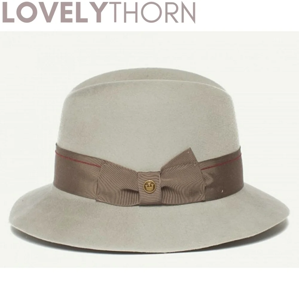 GOORIN BROS // ltd ed bourbon rocks grey-bone fedora-cloche grosgrain ribbon